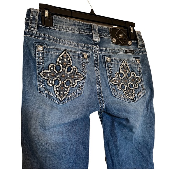 MISS ME BOOT cut Fleur de lis silver mesh-gold studs and crystal embellishment - Picture 6 of 14